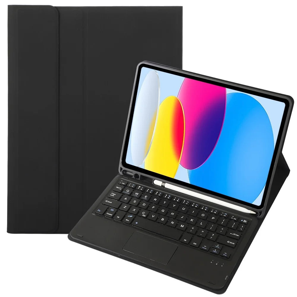 A10B-A For iPad (2025) / iPad 10.9 (2022) Detachable Bluetooth-Compatible Keyboard Case with Touchpad Pen Slot - Black - 1