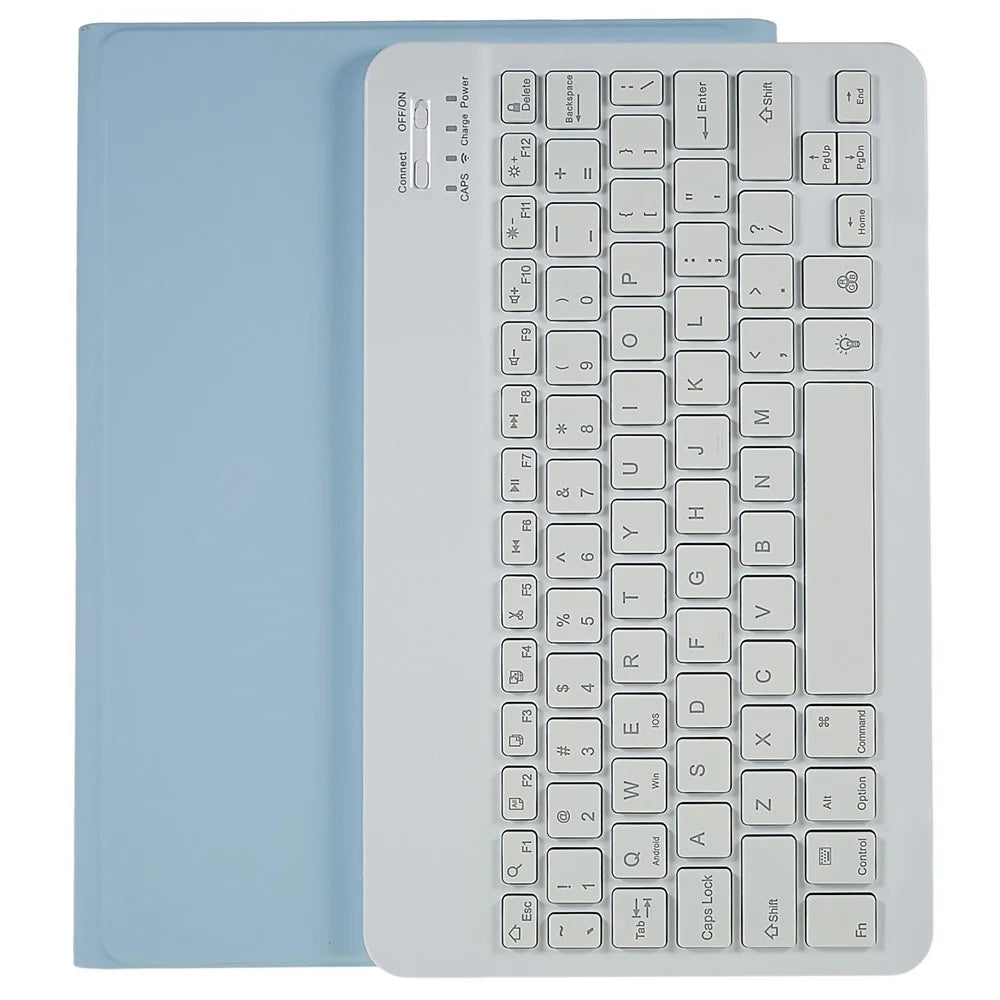 SK-X205 For Samsung Galaxy Tab A8 10.5 (2021) X205 / X200 Keyboard Case Detachable Wireless Bluetooth-compatible 7-Color Backlit Keyboard with PU Leather Folio Stand Cover - Blue - 6