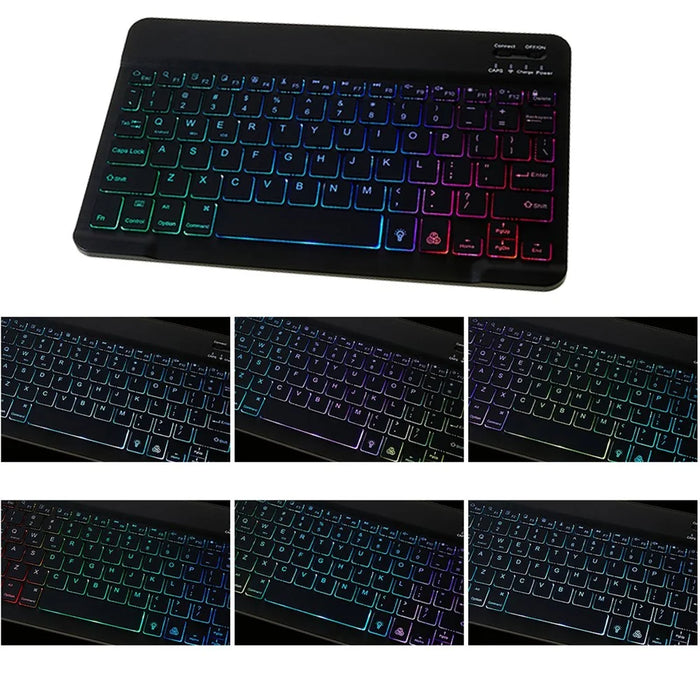 SK-T500 For Samsung Galaxy Tab A7 10.4 (2020) / (2022) T500 / T505 Keyboard Protective Tablet Case PU Leather Folio Stand Cover - Black - 2