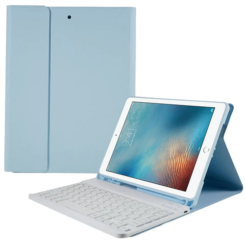 SK-9709 For iPad Air (2013) / Air 2  /  iPad Pro 9.7 inch (2016)  /  iPad 9.7-inch (2017) / (2018) Colorful Backlit Smart Keyboard Case with Leather Folio Flip Cover Bluetooth-compatible Keyboard Shockproof Case - Blue - 1