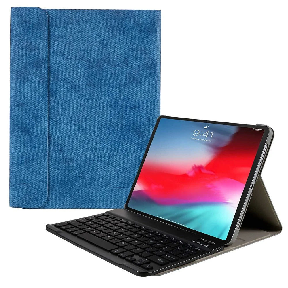 SK-1101 For iPad Air 11 (2026) / (2025) / (2024) / Pro 11 (2018) / Air (2020) / (2022) Bluetooth-Compatible Keyboard PU Leather Stand Cover - Blue - 1