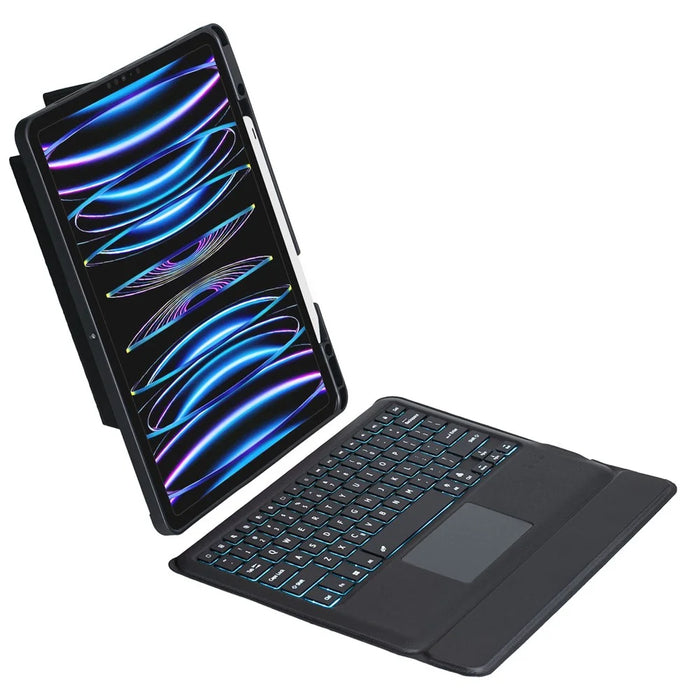 A129-AS for iPad Pro 12.9-inch (2018) / (2020) / (2021) / (2022) Backlit Touchpad Keyboard Case Pen Holder PU Leather Kickstand Cover with Detachable Bluetooth-compatible Keyboard - 5