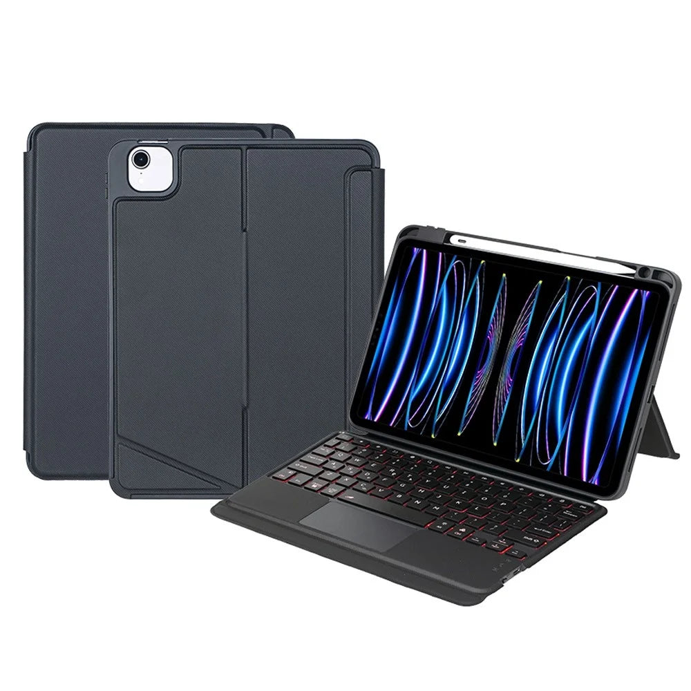 T11-AS for iPad Air 11 (2026) / (2025) / (2024) / Air (2020) / (2022) / Pro 11 (2018) / (2020) / (2021)) / (2022) PU Leather Tablet Case Bluetooth-compatible Keyboard - 1