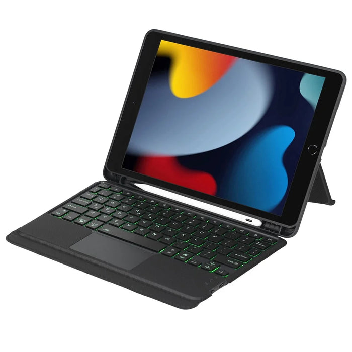 T102-AS for iPad 10.2 (2021) / (2019) / (2020) / iPad Air 10.5 inch (2019) / iPad Pro 10.5-inch (2017) Detachable Bluetooth-compatible Backlit Touchpad Keyboard Leather Case Pen Holder Kickstand Cover - 2