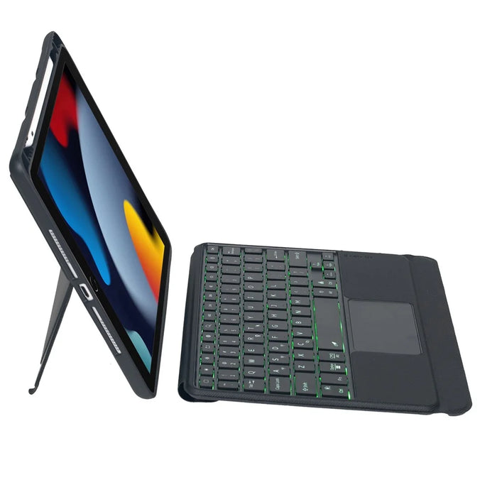 T102-AS for iPad 10.2 (2021) / (2019) / (2020) / iPad Air 10.5 inch (2019) / iPad Pro 10.5-inch (2017) Detachable Bluetooth-compatible Backlit Touchpad Keyboard Leather Case Pen Holder Kickstand Cover - 3