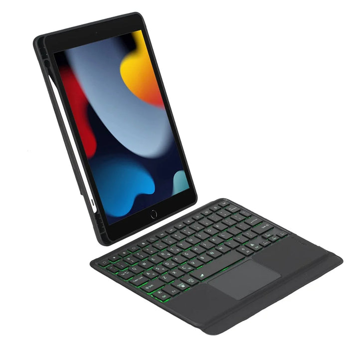T102-AS for iPad 10.2 (2021) / (2019) / (2020) / iPad Air 10.5 inch (2019) / iPad Pro 10.5-inch (2017) Detachable Bluetooth-compatible Backlit Touchpad Keyboard Leather Case Pen Holder Kickstand Cover - 5