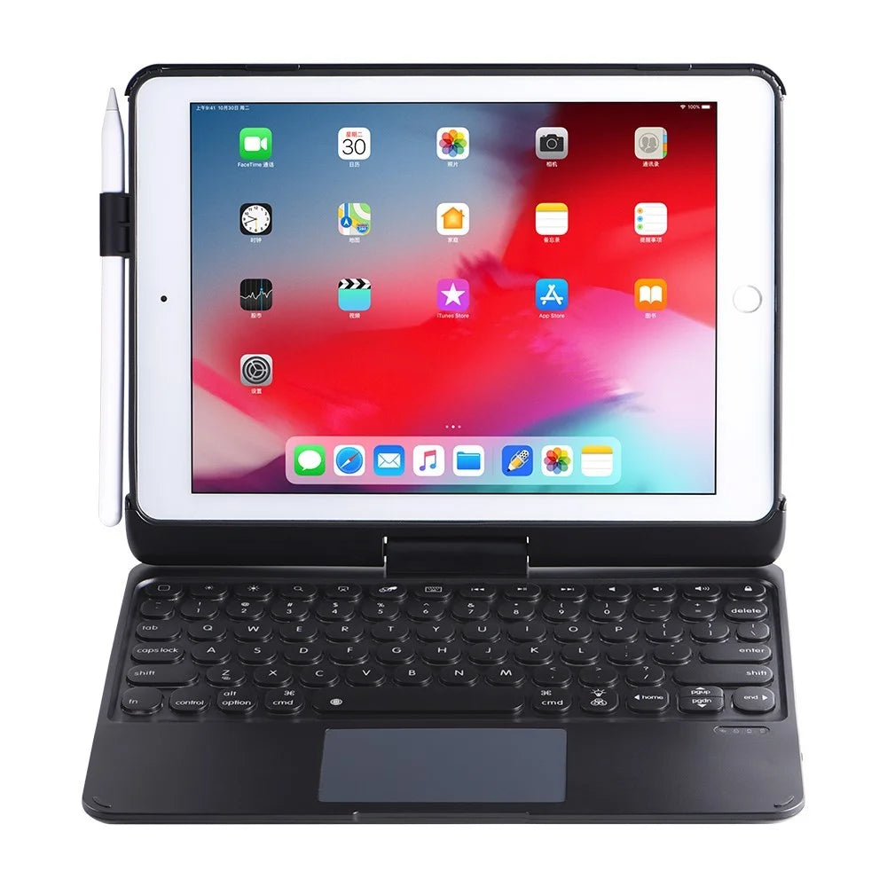 Q7 For iPad Air 10.5 inch (2019) / iPad Pro 10.5-inch (2017) / iPad 10.2 (2019) / (2020) / (2021) Portable Bluetooth-compatible Keyboard Case with 7-Color Backlit, 360-Degree Rotating Shockproof Case - 3