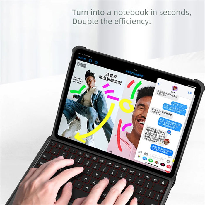 T5207D For iPad Air 11 (2026) / (2025) / (2024) / Air (2020) (2022) /  Pro 11 (2018) / (2020) / (2021) / (2022) Bluetooth-Compatible Keyboard Case with Backlit - 2