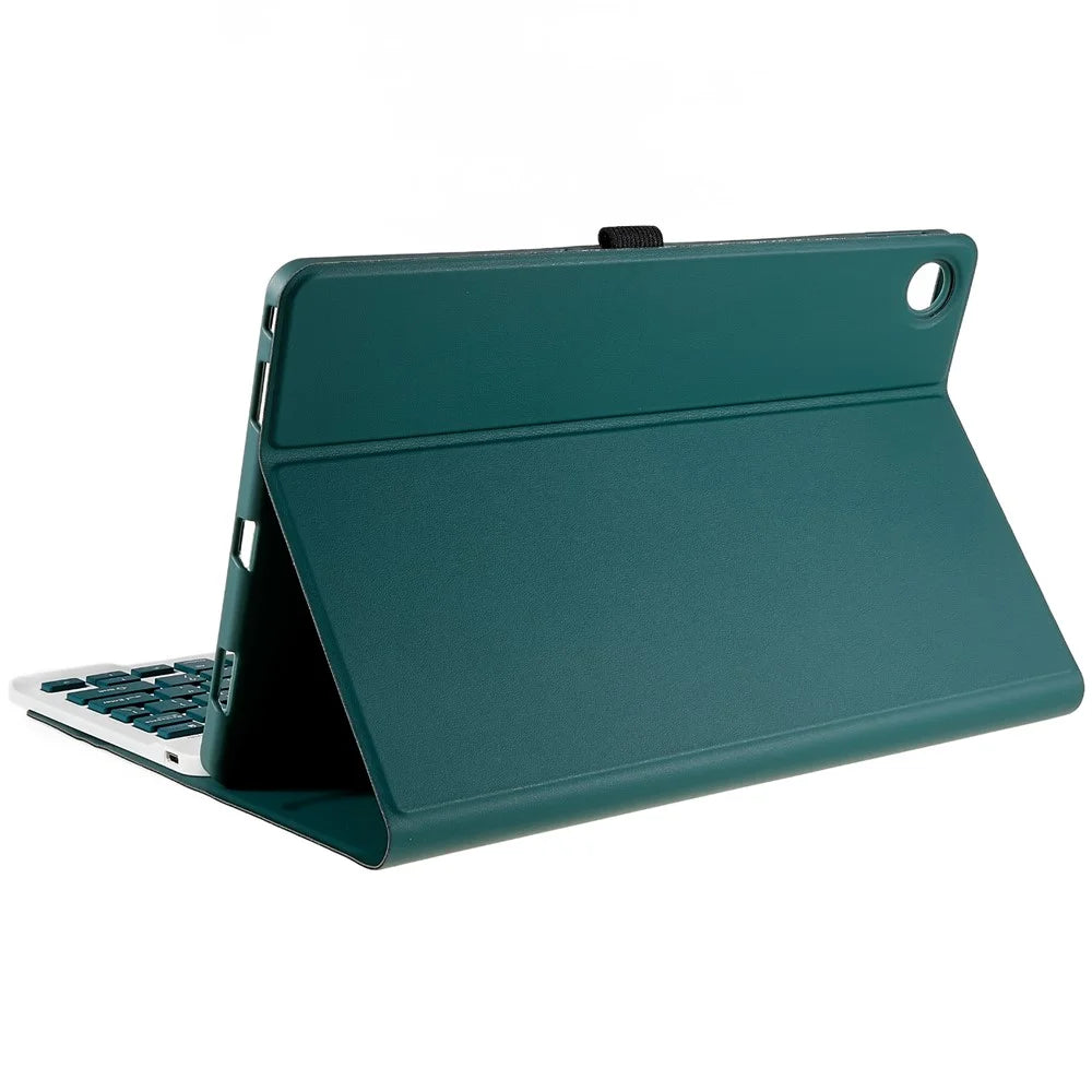 For Lenovo Tab M10 Plus (3rd Gen) / Xiaoxin Pad 2022 10.6 inch PU Leather Shockproof Tablet Case Stand Anti-scratch Cover with Bluetooth-compatible Keyboard - Midnight Green - 3