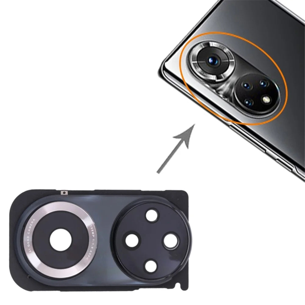 For Honor 50 Pro OEM Back Camera Lens Holder Cover with Glass Part (without Logo) - Black - 3