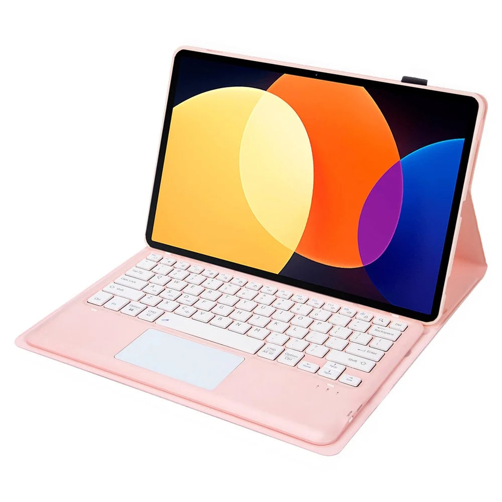 AHV8-A For Honor Pad V8 Pro 12.1-inch Slim Combo Case with Detachable Bluetooth-compatible Keyboard, Multi-Touch Trackpad PU Leather+TPU Stand Cover - Pink - 2