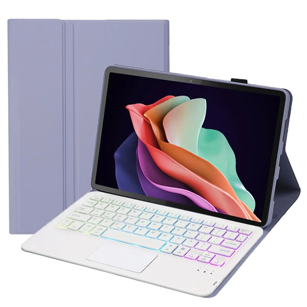AHC3-AS For Huawei Enjoy Tablet 2 / MatePad C3 10.1 inch / T 10S 10.1 inch / T 10 9.7 inch / Honor Pad 6 10.1-inch / Pad 7 / Pad X8 Tablet Case + Detachable Keyboard with 3 Colour Backlight - Purple - 1