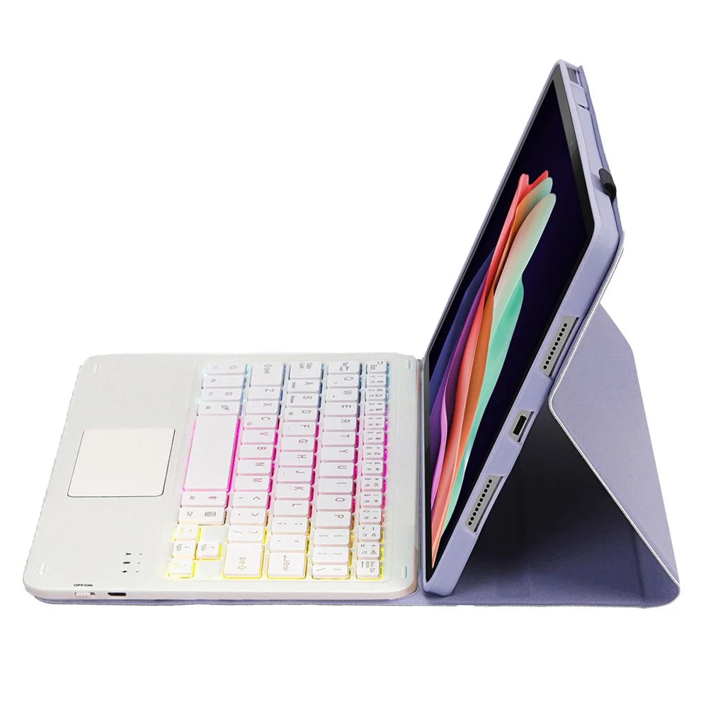 AHC3-AS For Huawei Enjoy Tablet 2 / MatePad C3 10.1 inch / T 10S 10.1 inch / T 10 9.7 inch / Honor Pad 6 10.1-inch / Pad 7 / Pad X8 Tablet Case + Detachable Keyboard with 3 Colour Backlight - Purple - 4