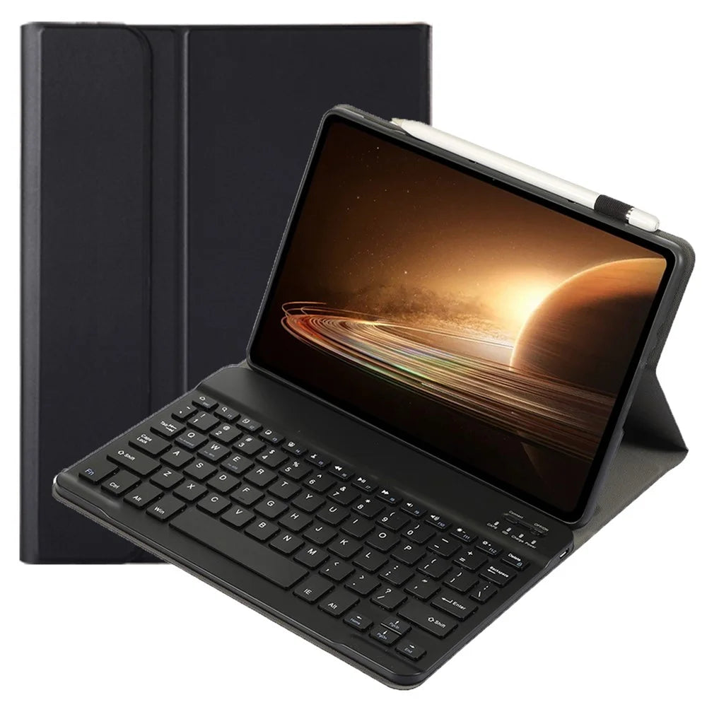 OP13 For Oppo Pad 2 Soft Tablet Case with Bluetooth-compatible Keyboard Stand Leather Cover - Black - 1