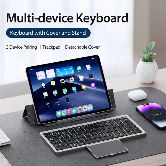 DUX DUCIS Multifunctional Bluetooth-compatible Keyboard Portable Slim Wireless Keyboard with Touchpad for Laptops / Tablets / Phones - 4