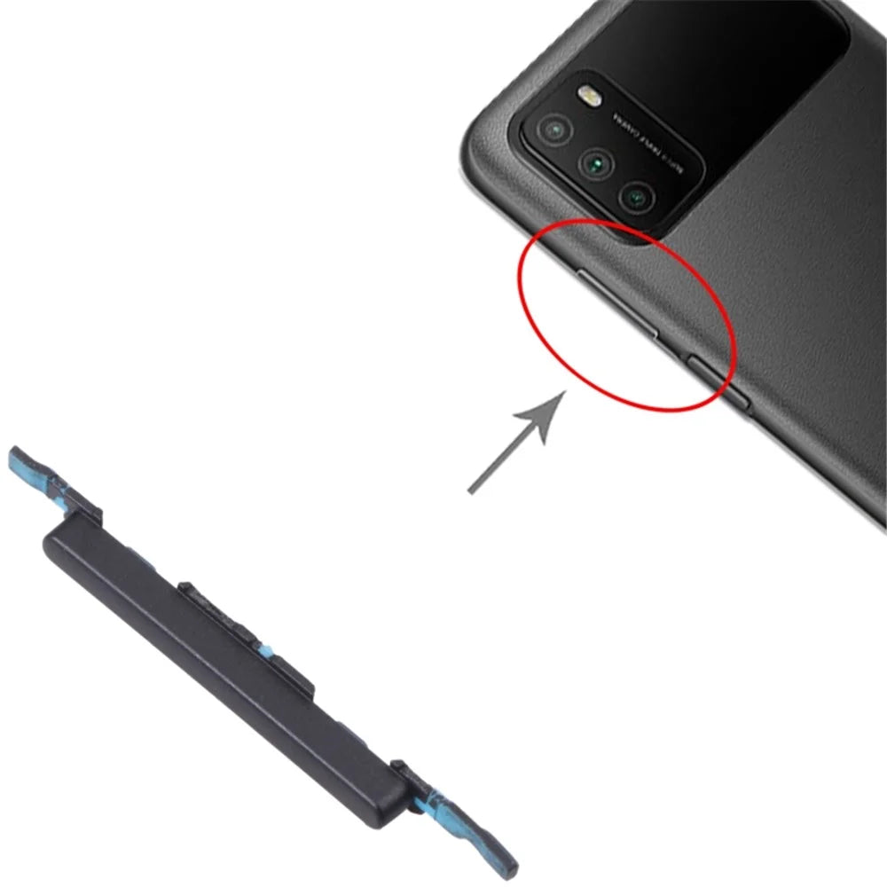 For Xiaomi Poco M3 Volume Side Button Phone Replacement Part (without Logo) - Black - 3
