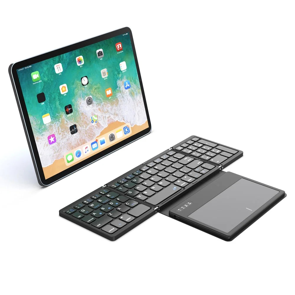 B055 Portable Folding Bluetooth-compatible Keyboard Universal Laptop Tablet Wireless Keyboard with Touchpad - 3