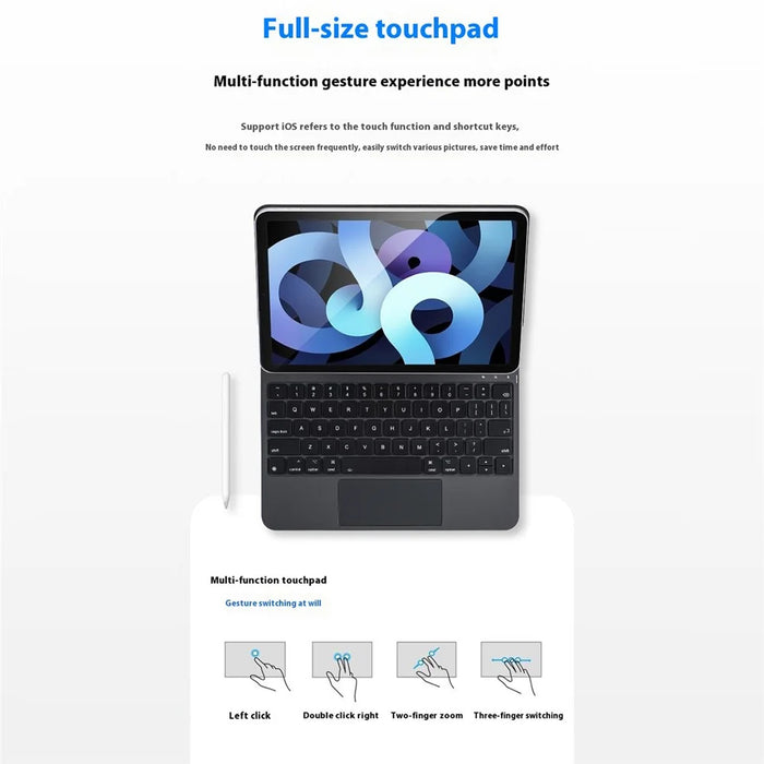 X7 Floating Magnetic Keyboard Case for iPad Air 11 (2026) / (2025) / (2024) / Air (2022) / (2020) / iPad Pro 11 (2022) / (2021) / (2020) / (2018) with Touchpad - Black - 4