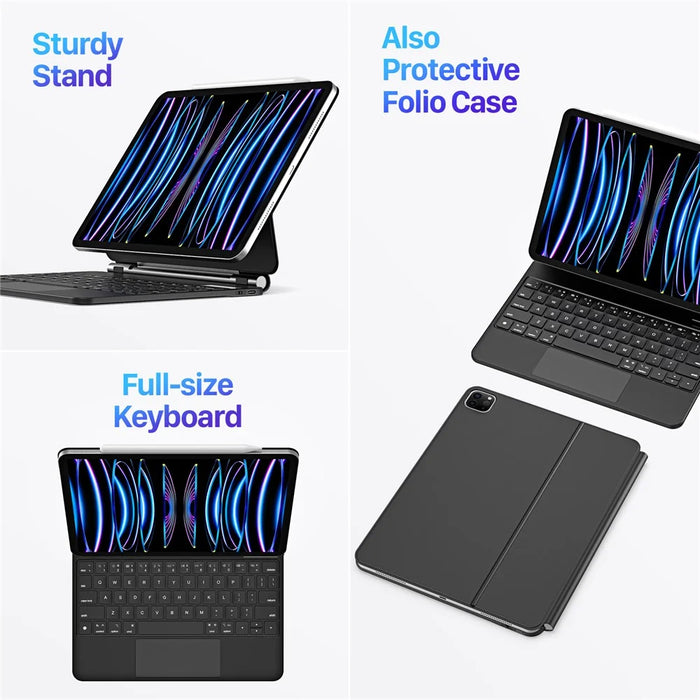 DUX DUCIS Tablet Case For iPad Air 11 (2026) / (2025) / (2024) / Air (2020) / (2022) / Pro 11 (2018) / (2020) / (2021) / (2022) Stand Cover Keyboard - Black - 7