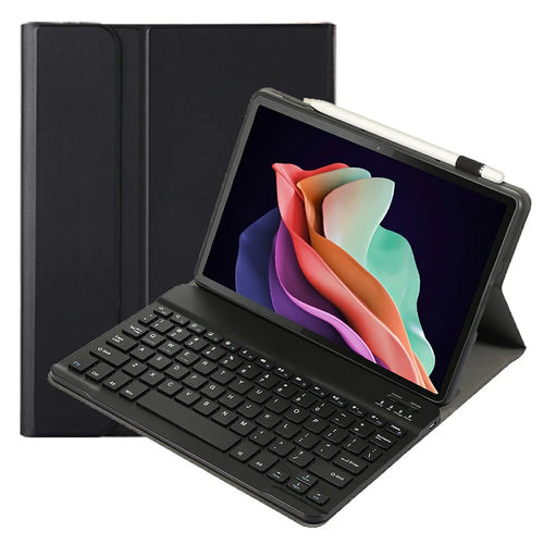 AM22 For Lenovo Pad Plus / Tab P11 Gen 2 Tablet Case PU Leather Stand Cover with Bluetooth-compatible Keyboard - Black - 1