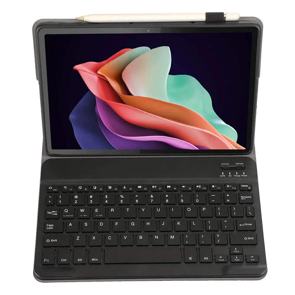 AM22 For Lenovo Pad Plus / Tab P11 Gen 2 Tablet Case PU Leather Stand Cover with Bluetooth-compatible Keyboard - Black - 2