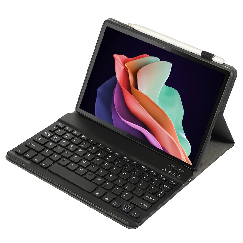 AM22 For Lenovo Pad Plus / Tab P11 Gen 2 Tablet Case PU Leather Stand Cover with Bluetooth-compatible Keyboard - Black - 3