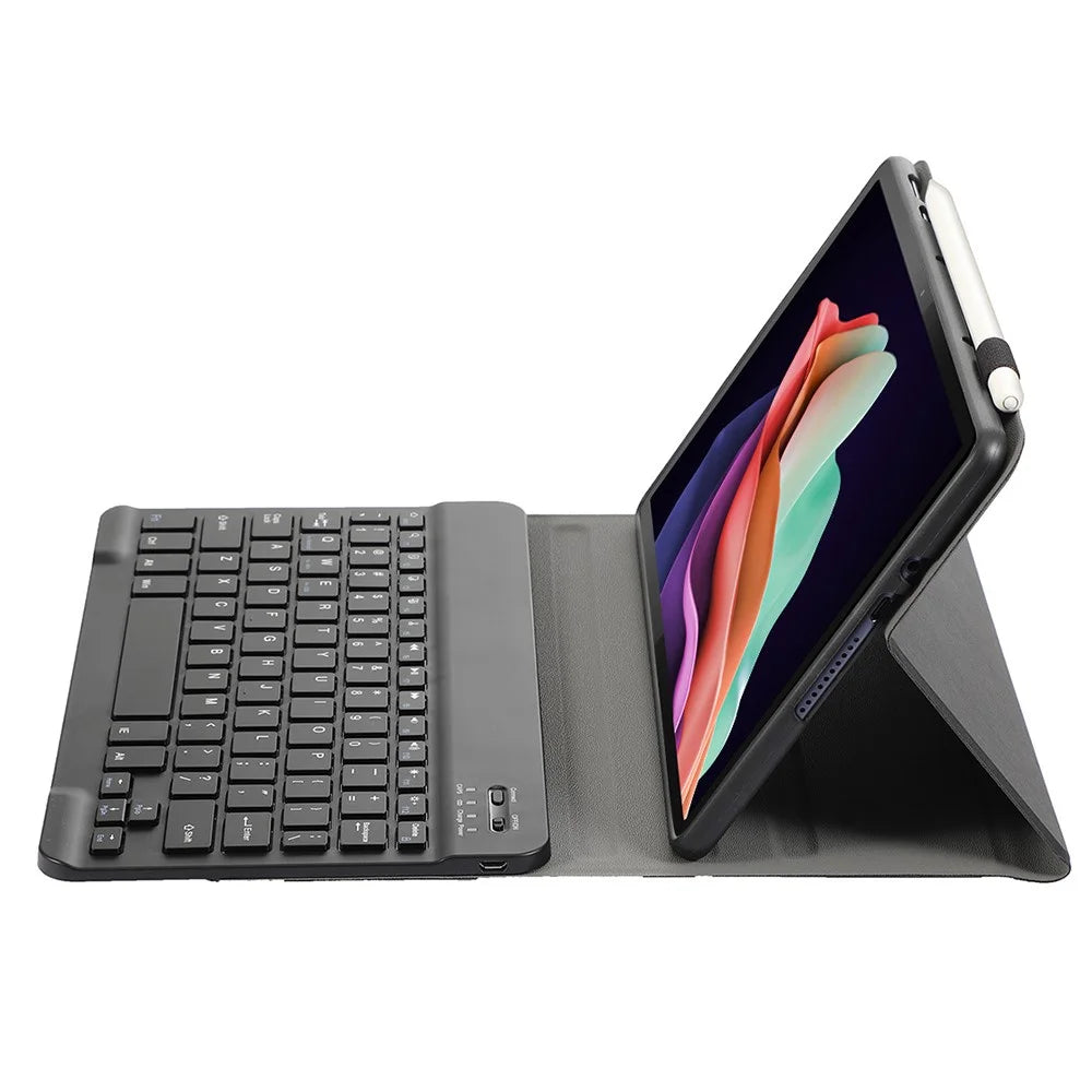 AM22 For Lenovo Pad Plus / Tab P11 Gen 2 Tablet Case PU Leather Stand Cover with Bluetooth-compatible Keyboard - Black - 4