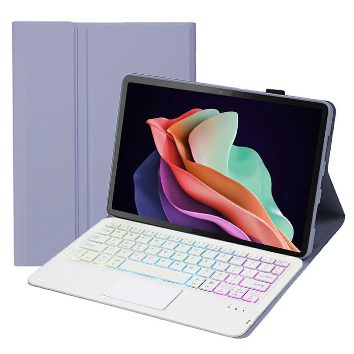 AM22-AS For Lenovo Pad Plus / Tab P11 Gen 2 Tablet Case Leather Stand Cover with Detachable Touchpad Keyboard, 3 Colors Backlight - Purple - 1