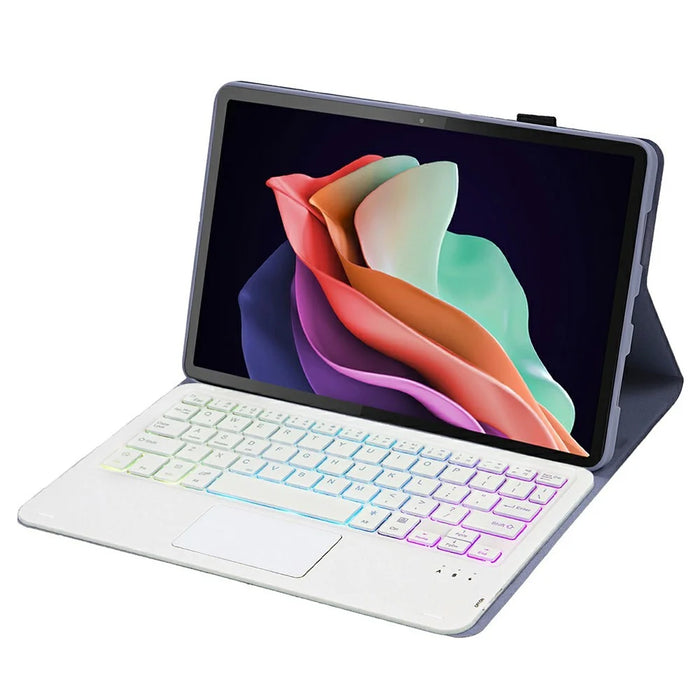 AM22-AS For Lenovo Pad Plus / Tab P11 Gen 2 Tablet Case Leather Stand Cover with Detachable Touchpad Keyboard, 3 Colors Backlight - Purple - 2