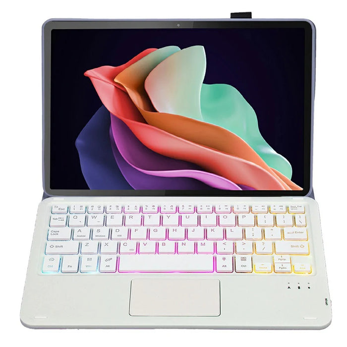 AM22-AS For Lenovo Pad Plus / Tab P11 Gen 2 Tablet Case Leather Stand Cover with Detachable Touchpad Keyboard, 3 Colors Backlight - Purple - 3