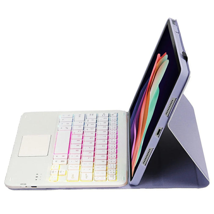 AM22-AS For Lenovo Pad Plus / Tab P11 Gen 2 Tablet Case Leather Stand Cover with Detachable Touchpad Keyboard, 3 Colors Backlight - Purple - 4
