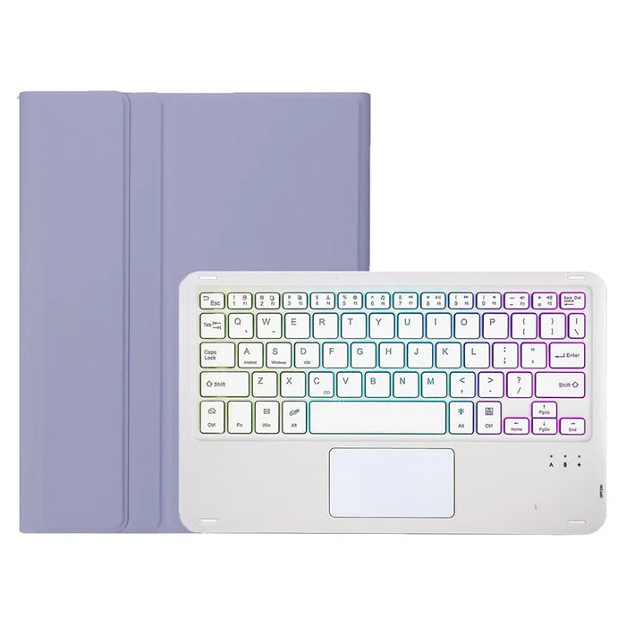 AM22-AS For Lenovo Pad Plus / Tab P11 Gen 2 Tablet Case Leather Stand Cover with Detachable Touchpad Keyboard, 3 Colors Backlight - Purple - 5