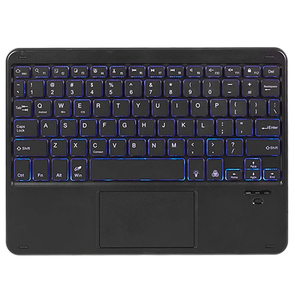 SK-T870D Tablet Case for Samsung Galaxy Tab S8 SM-X700, X706 / Tab S7 SM-T870, T875, T878 Stand PU Leather Cover + Bluetooth-compatible Backlit Keyboard with Touchpad - Black - 4
