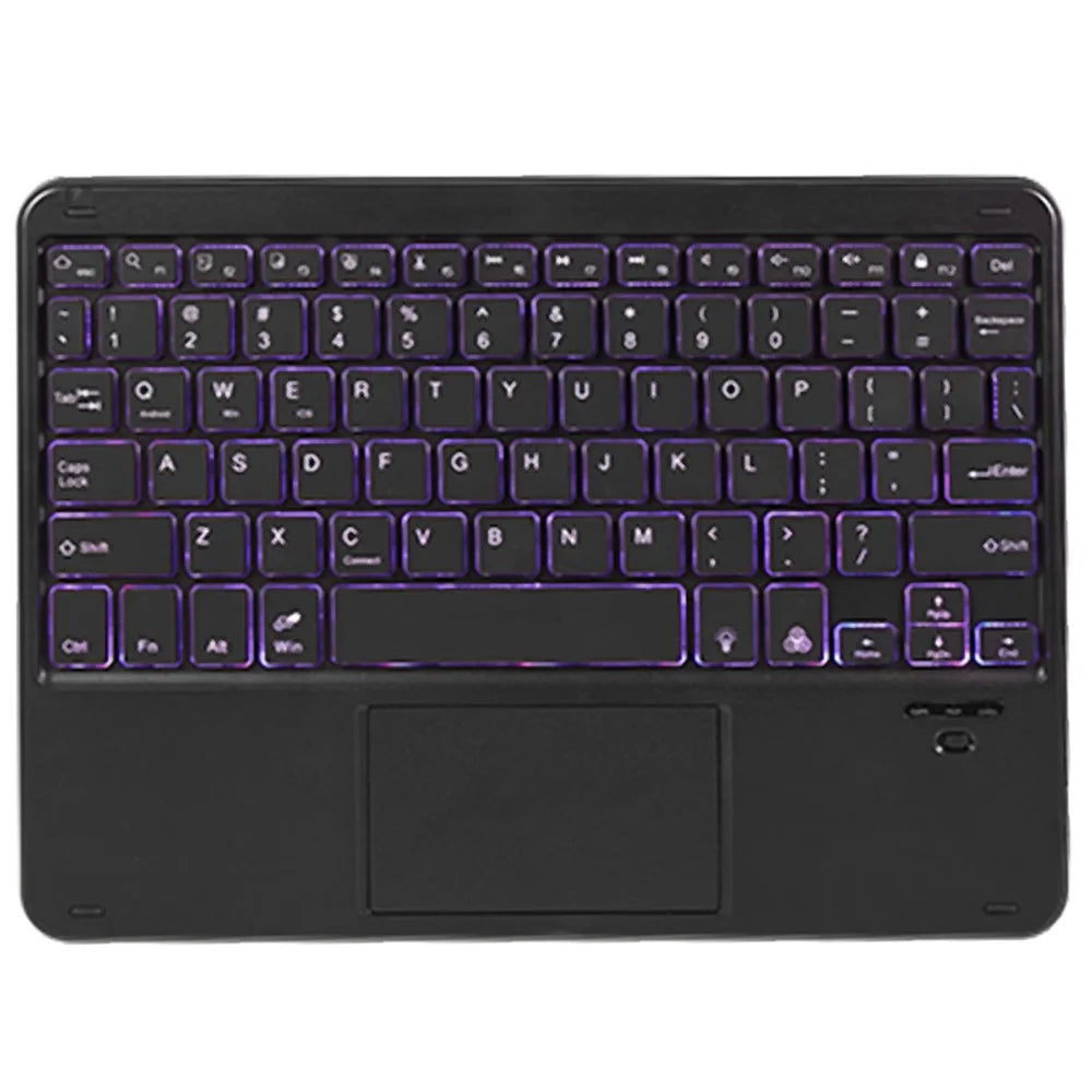 SK-T870D Tablet Case for Samsung Galaxy Tab S8 SM-X700, X706 / Tab S7 SM-T870, T875, T878 Stand PU Leather Cover + Bluetooth-compatible Backlit Keyboard with Touchpad - Black - 5