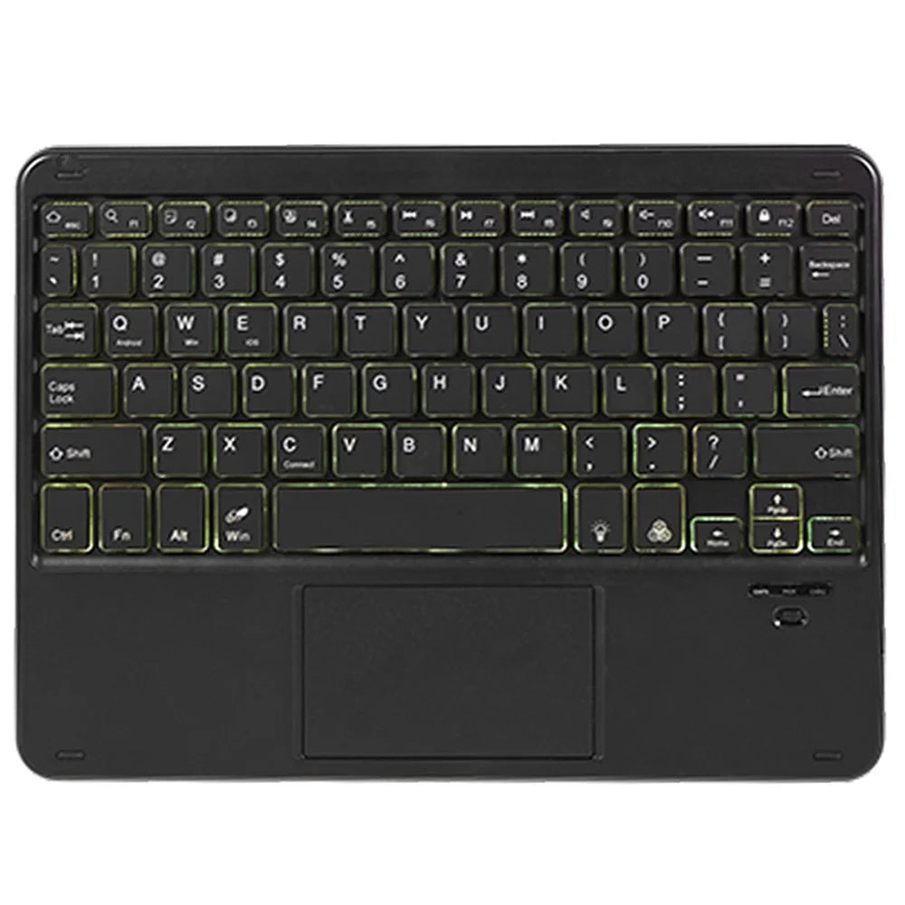 SK-T870D Tablet Case for Samsung Galaxy Tab S8 SM-X700, X706 / Tab S7 SM-T870, T875, T878 Stand PU Leather Cover + Bluetooth-compatible Backlit Keyboard with Touchpad - Black - 6