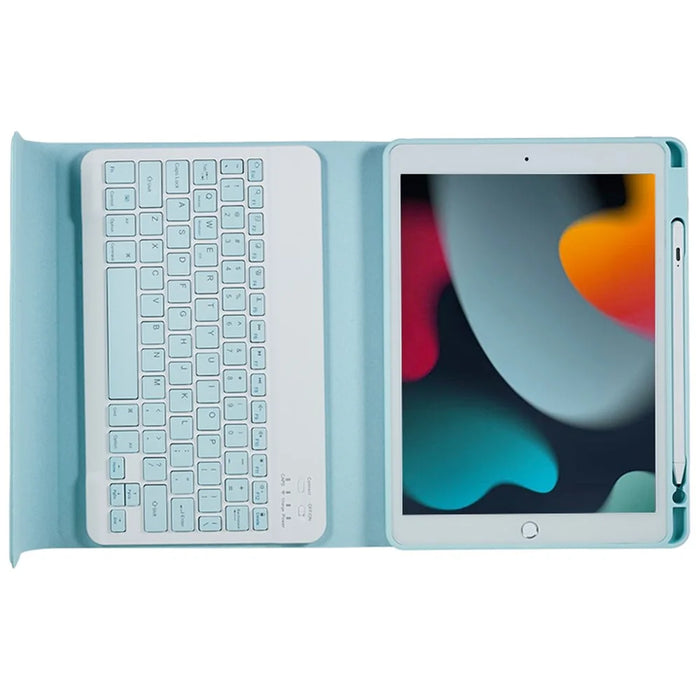 SK-2102 Tablet Case for iPad 10.2 (2019) / (2020) / (2021) PU Leather Stand Cover with Wireless Detachable Keyboard - Sky Blue - 6