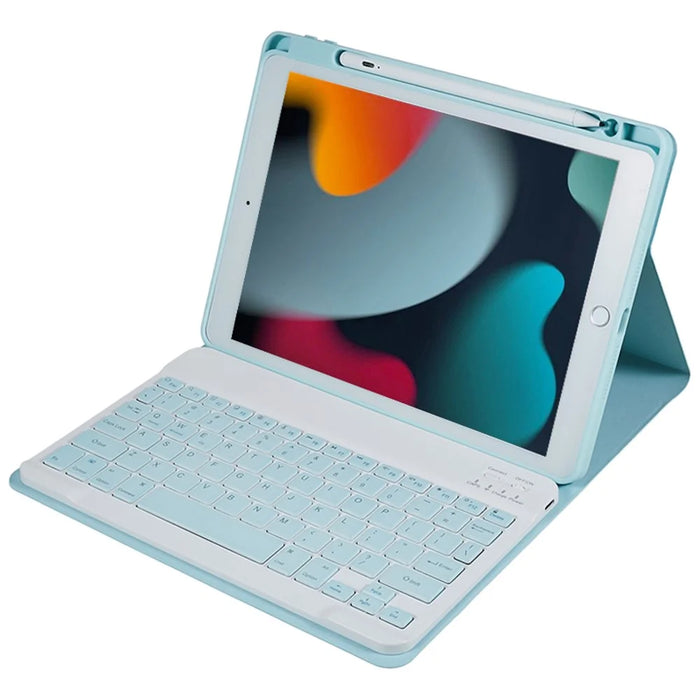 SK-2102 Tablet Case for iPad 10.2 (2019) / (2020) / (2021) PU Leather Stand Cover with Wireless Detachable Keyboard - Sky Blue - 7