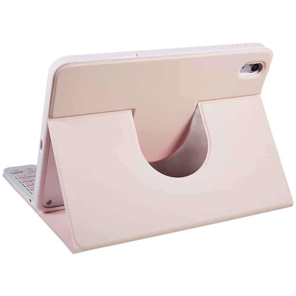 SK-2010 For iPad (2025) / 10.9 (2022) Tablet Case PU Leather Stand Folio Cover with Wireless Detachable Keyboard - Pink - 7
