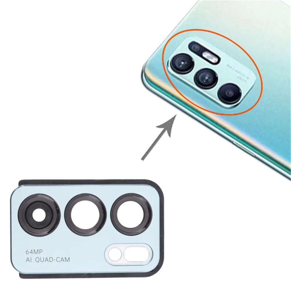 For Oppo Reno6 5G PEQM00 CPH2251 OEM Back Camera Lens Holder Cover with Glass Part (without Logo) - Blue - 3