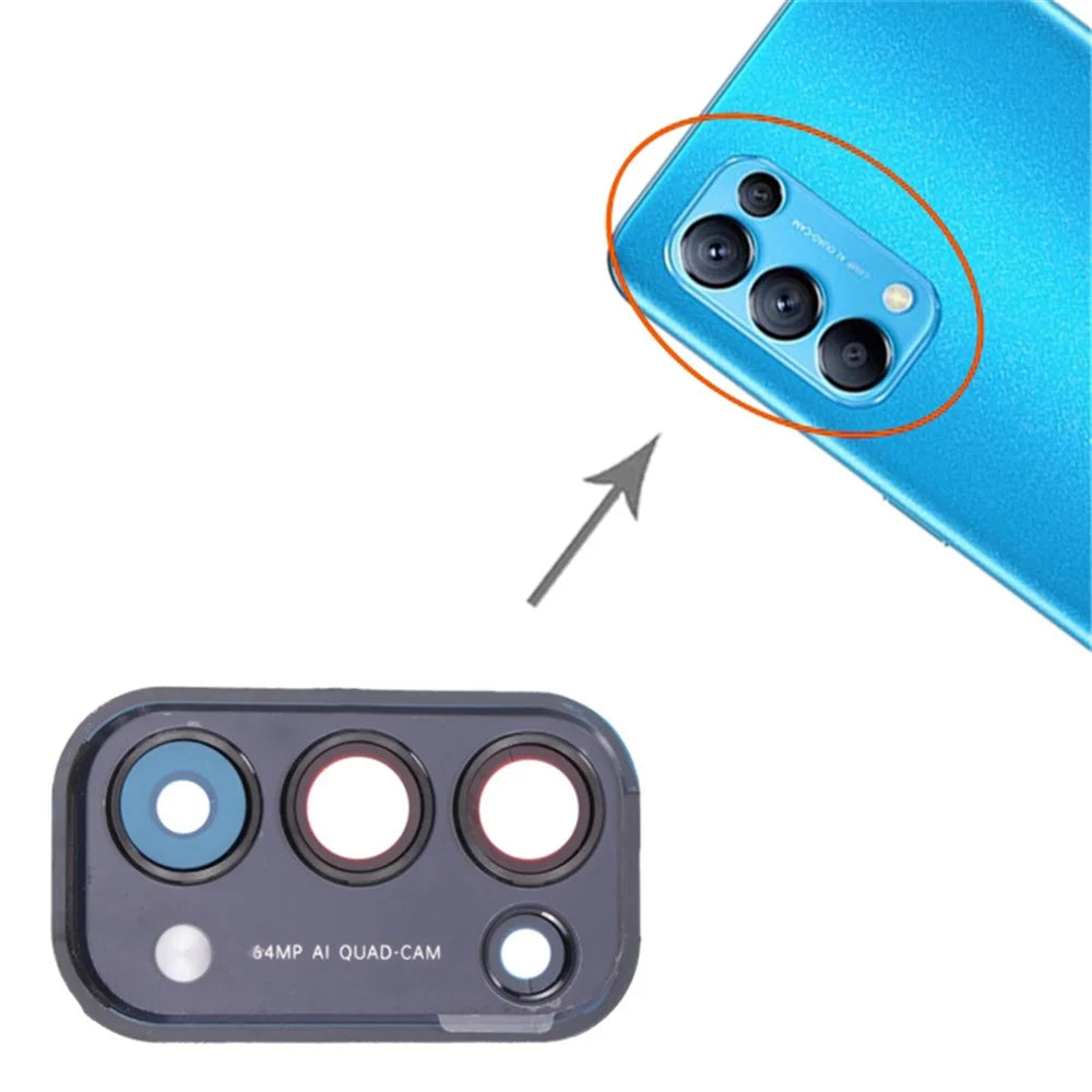 For Oppo Reno5 5G PEGM00 PEGT00 CPH2145 OEM Back Camera Lens Holder Cover with Glass Part (without Logo) - Black - 3