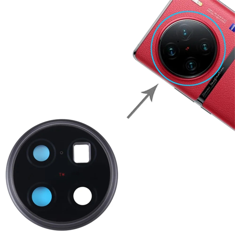 For vivo X90 Pro+ 5G OEM Back Camera Lens Holder Cover with Glass Part (without Logo) - Black - 3