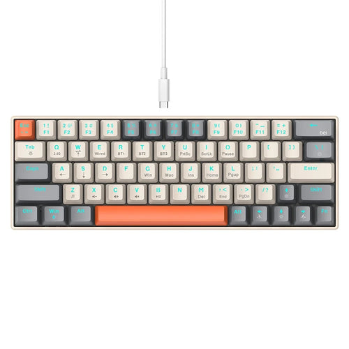T-WOLF T30 Mechanical Keyboard Wired + Wireless + Bluetooth-compatible 3-Mode RGB Gaming Keyboard 63 Keys - Mix Color - 1