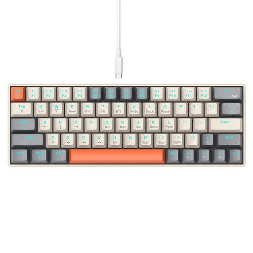 T-WOLF T30 Mechanical Keyboard Wired + Wireless + Bluetooth-compatible 3-Mode RGB Gaming Keyboard 63 Keys - Mix Color - 1