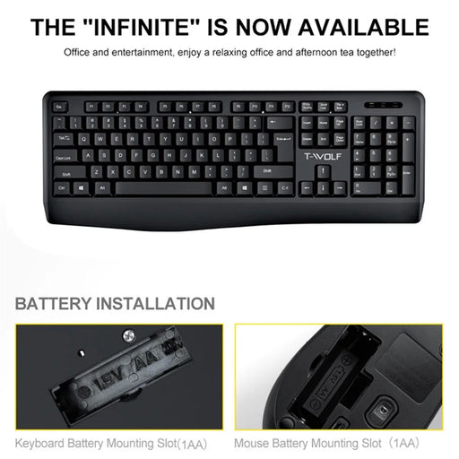 T-WOLF TF100 Wireless Gaming Keyboard Mouse Combo 104 Keys Quiet Keyboard for Computer, PC, Laptop - 2