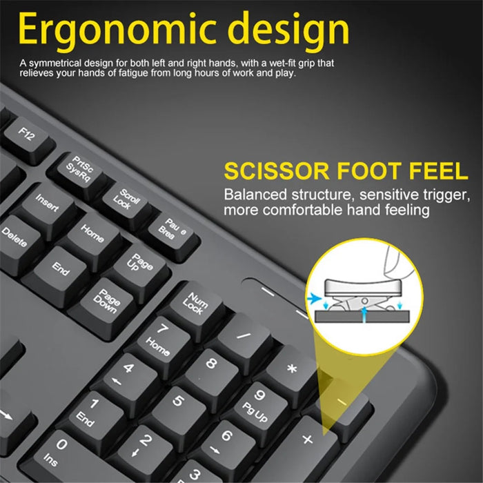 T-WOLF TF100 Wireless Gaming Keyboard Mouse Combo 104 Keys Quiet Keyboard for Computer, PC, Laptop - 4