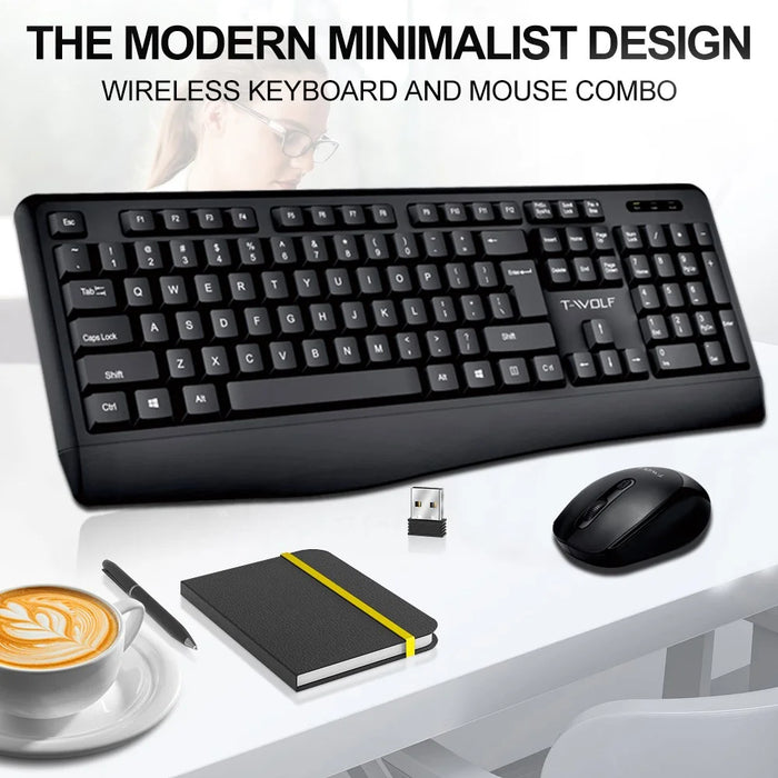 T-WOLF TF100 Wireless Gaming Keyboard Mouse Combo 104 Keys Quiet Keyboard for Computer, PC, Laptop - 5