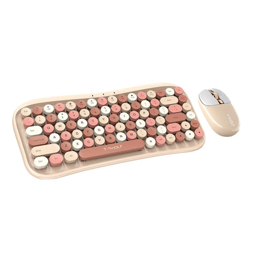 T-WOLF TF660 Bluetooth5.0 / 2.4G Dual Mode Wireless Keyboard Mouse Set Round Keycap Keyboard - Pink - 1