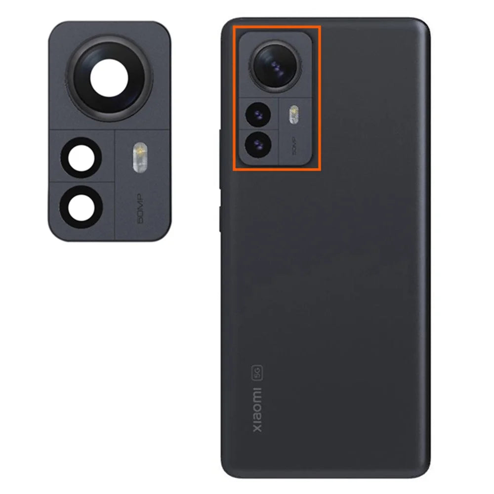 For Xiaomi 12 Pro 5G OEM Back Camera Lens Holder Cover with Glass Part (without Logo) - Black - 1