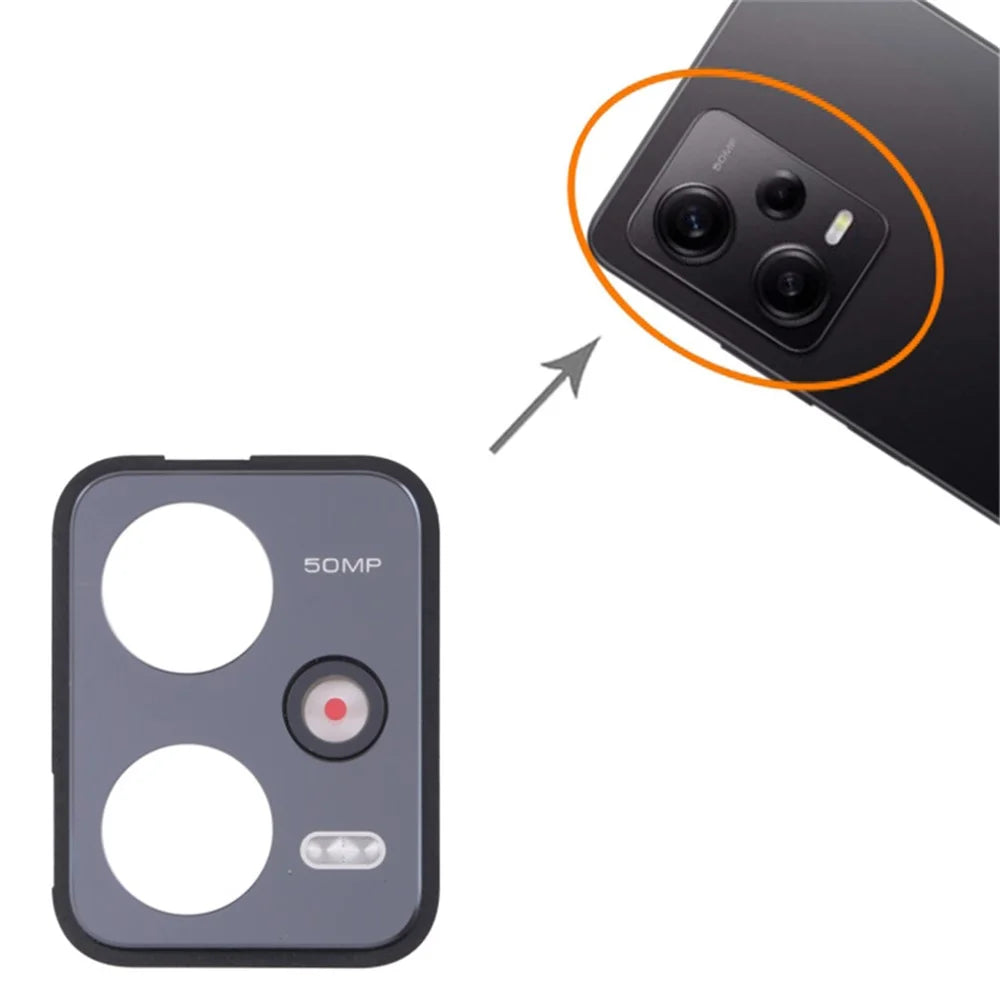 For Xiaomi Redmi Note 12 Pro 5G OEM Back Camera Lens Holder Cover with Glass Replacement Part (without Logo) - Black - 3