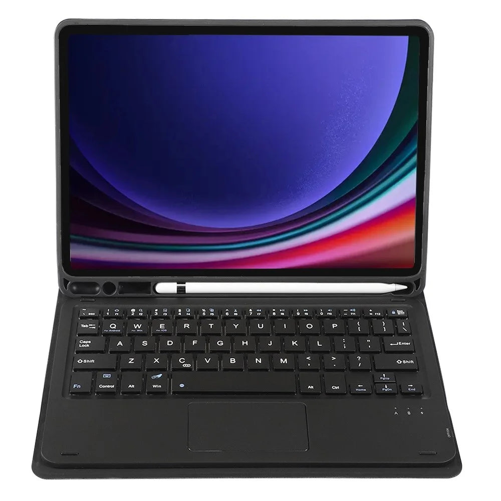A710B-A For Samsung Galaxy Tab S9 X710 / X716B / S10 Lite / S10 FE / S9 FE PU Leather Cover with Touchpad Bluetooth-Compatible Keyboard - Black - 4